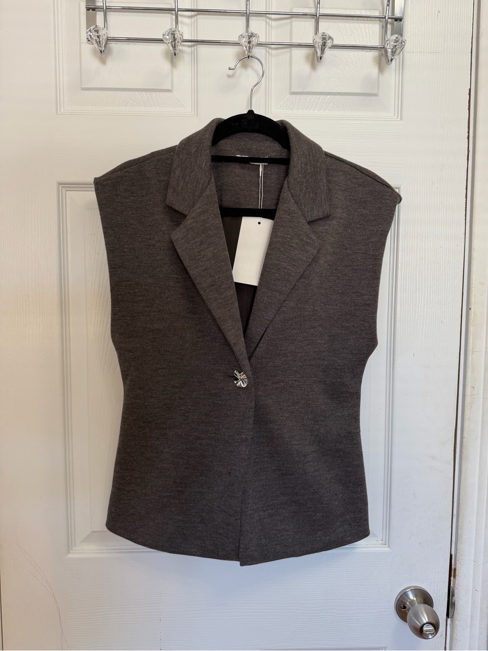 Zara Sleeveless Tailored Blazer Vest in Dark Charcoal